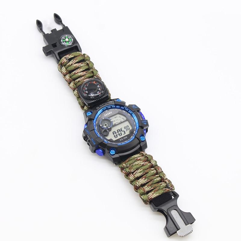 SHIYUNME – montre de survie pour homme, accessoire d'extérieur multifonctionnel, étanche, tactique militaire, paracorde, boussole, thermomètre  1511